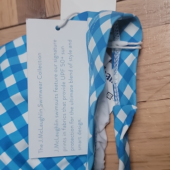 J.Mclaughlin Blue gingham print halter bikini top NWT - Picture 3 of 3